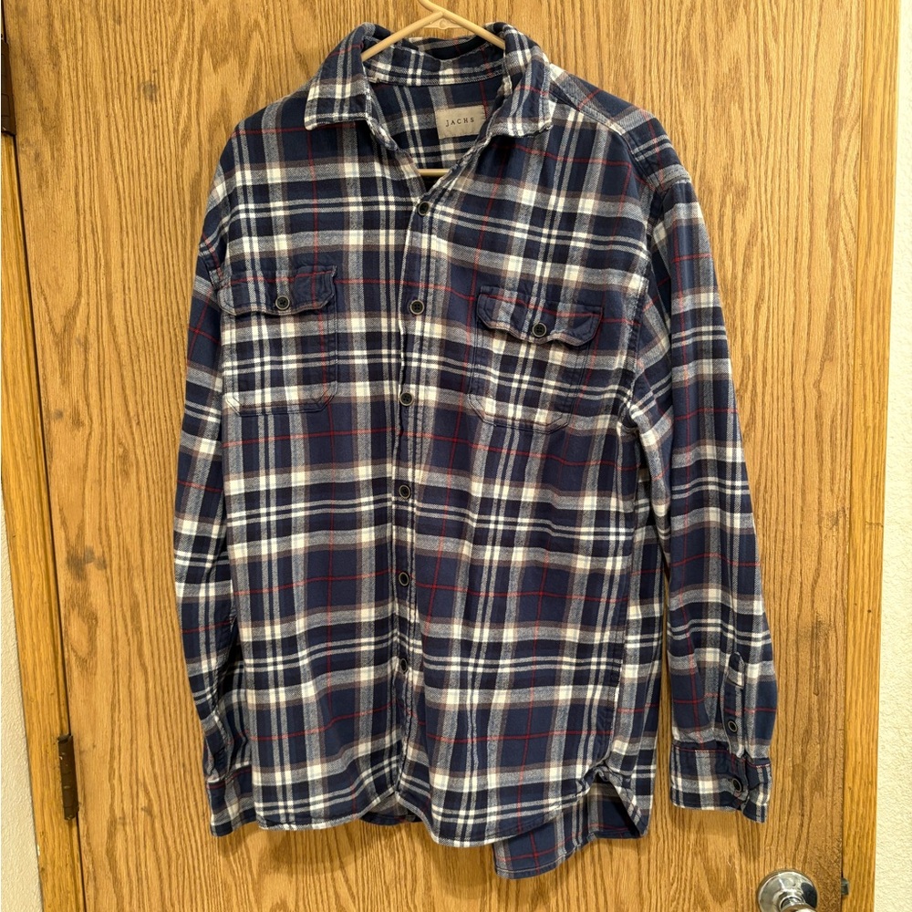 Jachs Navy and White Plaid Shirt